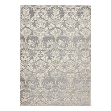 Laurence Llewelyn-Bowen Imperial Modern Floral Ornate Abstract Metallic Shimmer Soft-Touch Smooth Textured Polyester Short Pile Cool Grey/Charcoal Grey/Ivory Rug-Think Rugs-Rug Love - The Most Loved Rug Store